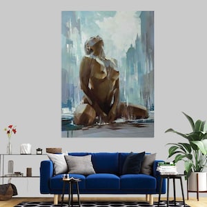 Woman Wall Art, Canvas Home Decor, Naked Woman, Abstract Woman Canvas, Colorful Woman Portrait, Boho Style Print, Fashion Art, Glass Art