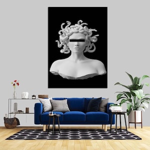 Medusa Art Print: Greek Goddess Statue, Modern Home Decor