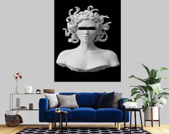 Medusa Kunstdruck, griechische Göttinnen Statue, modernes Wohndekor