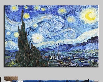 油絵プリント、星月夜アートキャンバス、ヴィンセント・ヴァン・ゴッホ