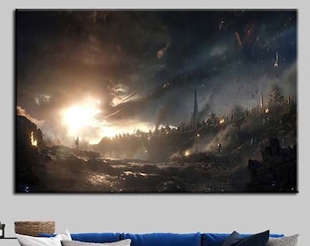 Lienzo de Avengers Endgame: Impresión del ejército de Capitán América contra Thanos
