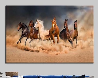 Lienzo de caballos al galope: decoración de pared ecuestre