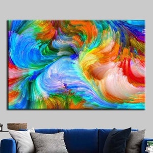 Abstract Colorful Painting Print, Vibrant Multicolor Art, Vivid Colors Wall Art, Extra Large Abstract Canvas Art, Abstract Glass Decor,