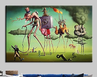 Salvador Dali 'american Dream' Tempered Glass Wall Art - Etsy