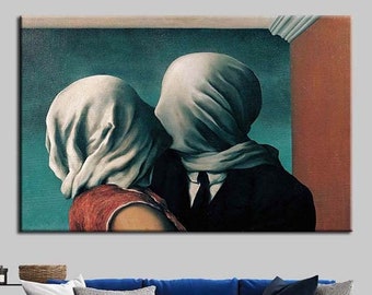 Rene Magritte 'The Lovers' Canvas Print: Romantic Surrealist Wall Art