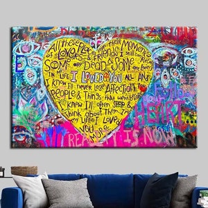 Banksy Love Hearts Canvas Print: Graffiti Pop Art Wall Decor
