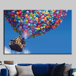 Disney Up Colourful Balloons Canvas,Up Pixar Wall Art,Classic Cartoon Movie Home Decor,Up Pixar Canvas Print,Kids Room Decor,Disney Gift