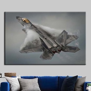 Fighter Jets Wall Decor, F-22 Raptor Canvas Wall Art, Huge Canvas, Aircraft Wall Print, F22 Figther Printing, F22 Canvas, Wall Decor