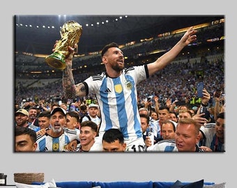 Lionel Messi World Cup Champions Canvas or Poster: Argentina Football Art