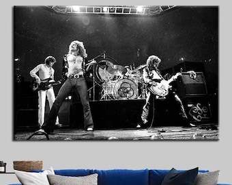 Led Zeppelin Canvas Art Print: Jimmy Page & Robert Plant, 1970s Music