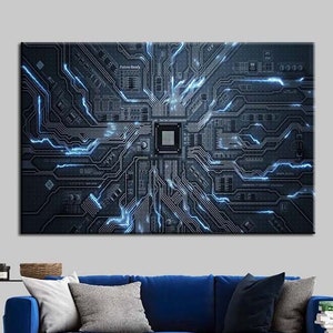Circuit Board Canvas Print: Electronics Wall Art, Computer Decor