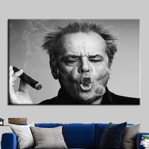 Jack Nicholson Leinwand Wandkunst, Jack Nicholson Zigarre, Schwarzweiß-Druck, Jack Nicholson Druck, Jack Nicholson Kunst, moderner Mann Wanddekoration