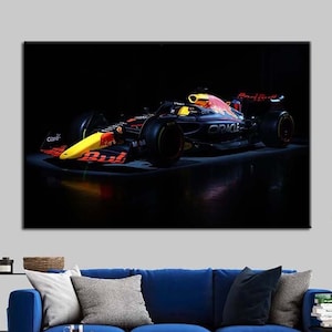 Lienzo de carreras de Red Bull, lienzo de Max Verstappen, póster de Fórmula 1, arte mural de Red Bull, regalos, póster de Fórmula 1, aficionado a la Fórmula 1, lienzo de carreras de Fórmula 1