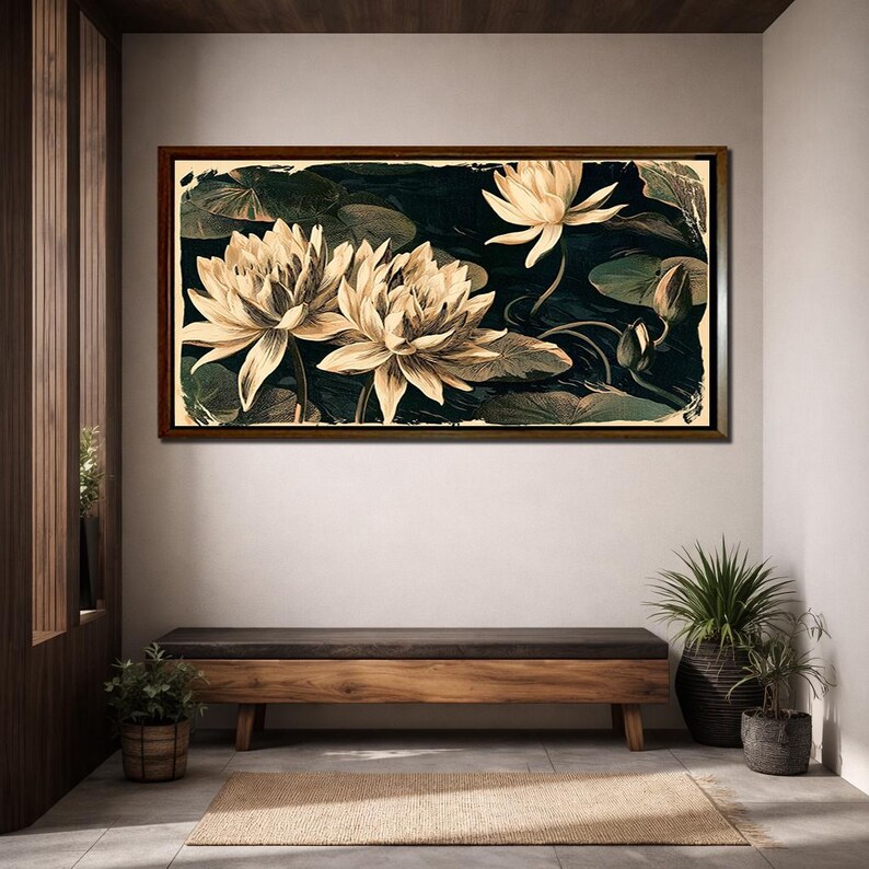 Lotus Flower Canvas Printing Floral Wall Art Botanical Home Decor ...
