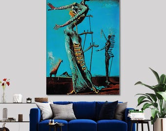 Impresión en lienzo "Jirafa en llamas" de Salvador Dalí - Arte mural surrealista