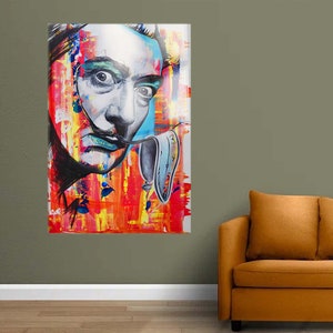 Salvador Dali Canvas Painting, Salvador Dali Pop Art, Wall Art, Wall Decor, Canvas Painting, Modern Wall Art, Salvador Dali Glass Decor Art