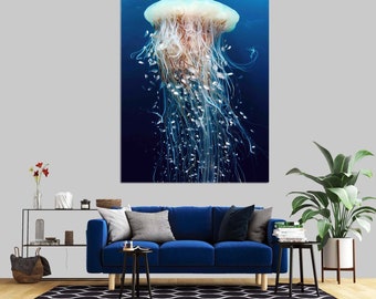 Arte mural de vidrio templado con medusas: decoración de vida marina