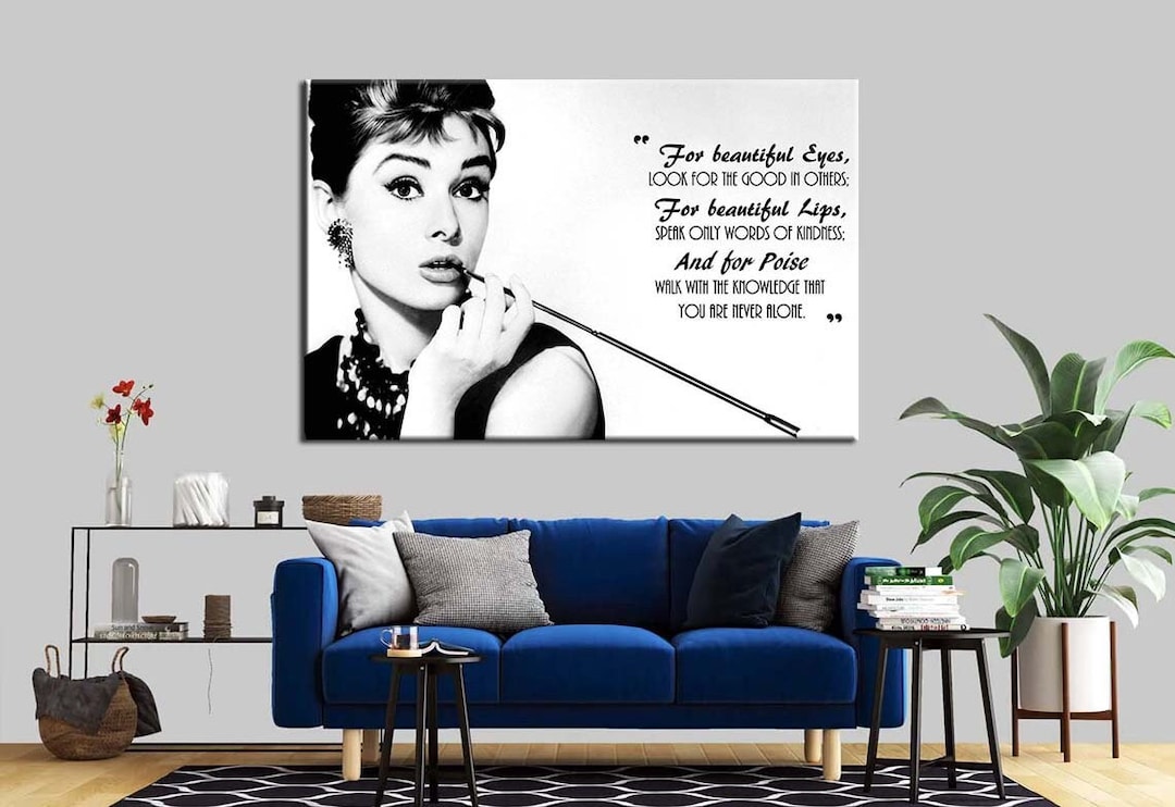 Audrey Hepburn Wall Art Canvas, Audrey Hepburn Print, Living Room Decor ...