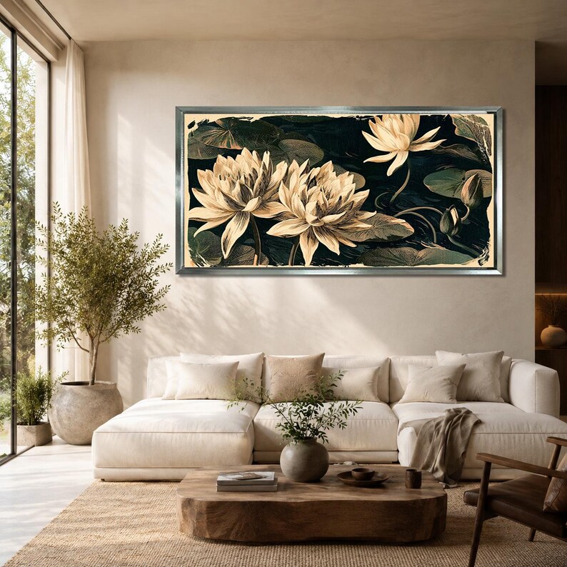 Lotus Flower Canvas Printing Floral Wall Art Botanical Home Decor ...