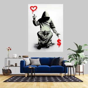 Banksy Money or Love Canvas Art: Abstract Street Painting