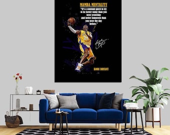 Kobe Bryant Canvas Art: Mamba Mentality Quote, Basketball Decor