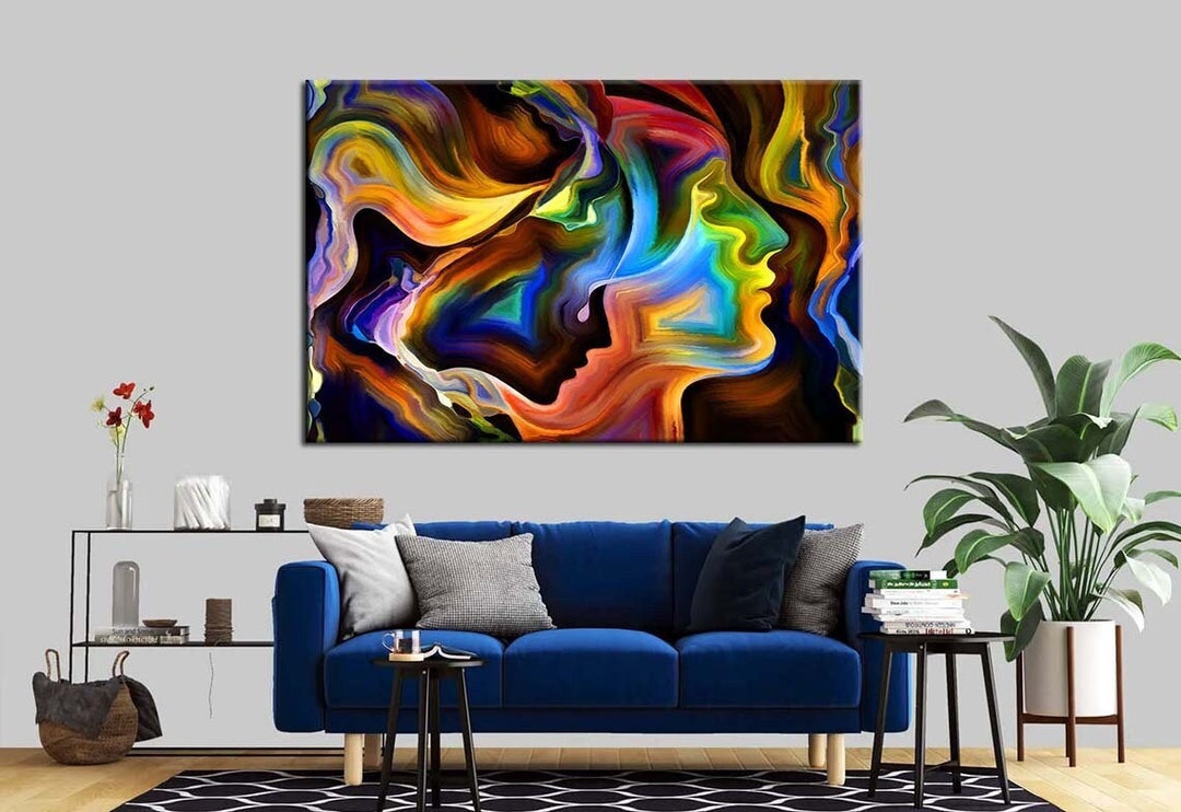 Abstract Woman Face Canvas Print: Colorful Portrait Wall Art - Etsy