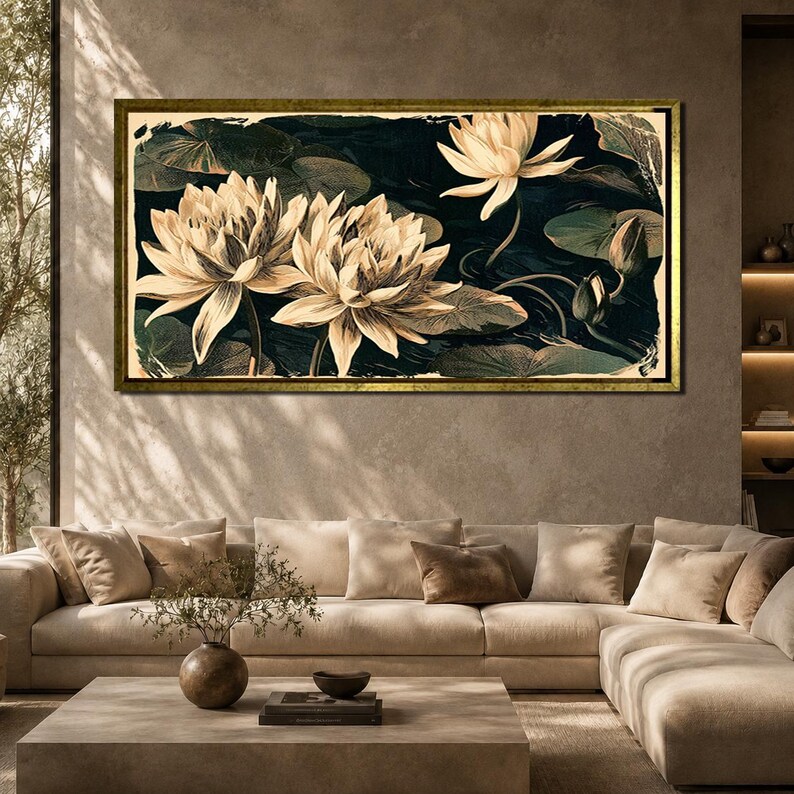 Lotus Flower Canvas Printing Floral Wall Art Botanical Home Decor ...