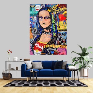 Mona Lisa, Mona Lisa Graffiti, Mona Lisa Wandkunst, Graffiti Druck, Mona Lisa Leinwand, Mona Lisa Poster, Bunte Wandkunst, Abstrakte Wandkunst