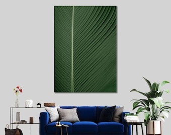 Green Leaf Canvas Print: Abstract Botanical Wall Art