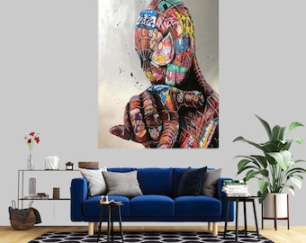Canvasprint Spider-Man-graffiti: kant en klaar muurdecoratie