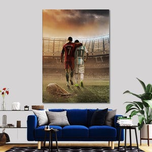 messi & ronaldo leinwandkunst: motivierendes sport plakat