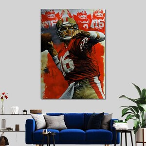 Joe Montana, Man Cave Wall Art, American Football Artwork, Sport Canvas Decor, San Francisco Wall Art, Joe Montana Printed,
