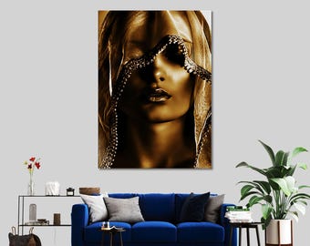 African Woman Canvas Art: Mysterious Portrait Print