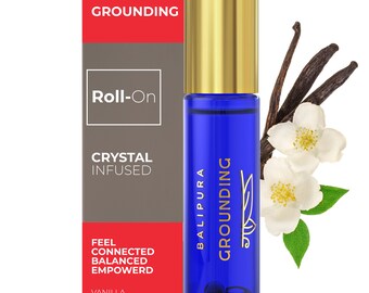Grounding Aromatherapy Roll On, Crystal Infused, Vanilla & Clove