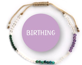 Gemstones Birthing Bracelet, 925 Silver Beads, Energy Healing