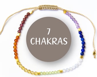 Minimalist 7 Chakras Bracelet, 925 Silver, Gemstone Bracelet