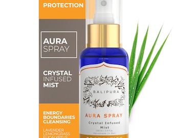 Balipura Crystal Infused Aura Protection Spray, Lavender Lemongrass Scent
