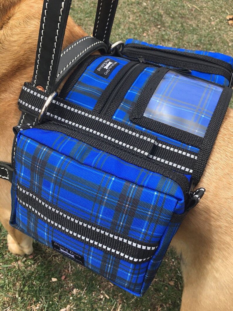 Plaid Service Dog Backpack Saddle Bags for a Harness such as Etsy