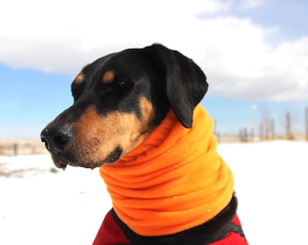 Bright Orange Polarfleece Snood for Large Dog - Hunting Season - Dobersnood