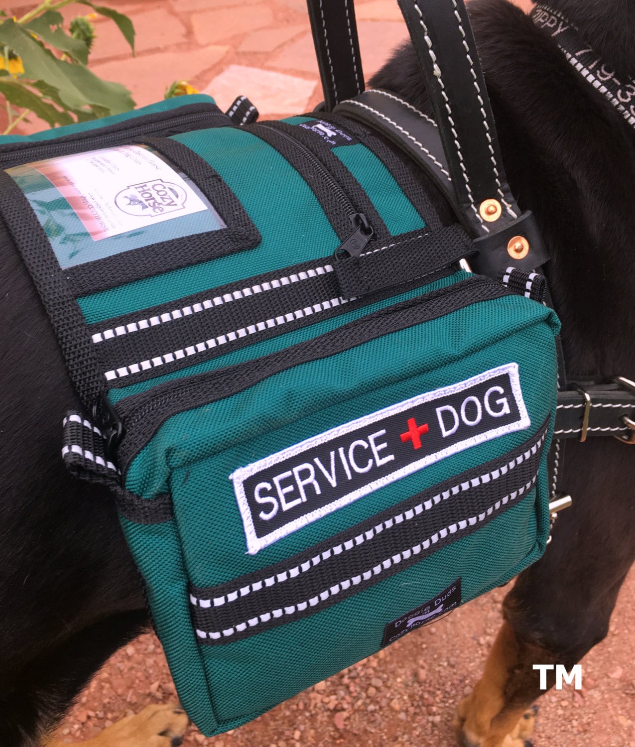 SERVICE DOG BACKPACK Dog Harness vest Saddle Bags Velcro Patches 'IN  TRAINING