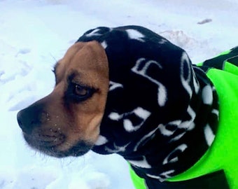 Black and White Polar Fleece snood size SMALL for small to medium terrier, puggle, poodle, whippet