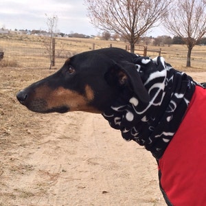 Polarfleece Snood for Large Dog Dobersnood Black with music notes Dog Snood Snood music image 3