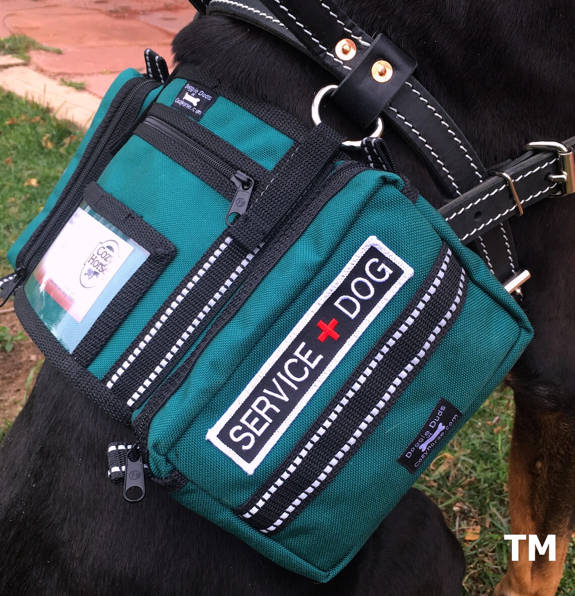 Teal Saddlebags with Service Dog patches ID pocket for dog Etsy