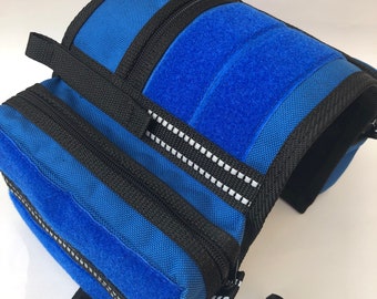CozyHorse LOOP Saddlebags for Dog Harness or conversion straps, Royal Blue loop saddlebags backpack rucksack for hiking, walking, training