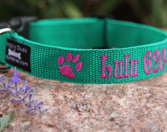 Personalized ID Dog Collar - Embroidered Dog Collar - Identification Collar, lots of different colors to choose from