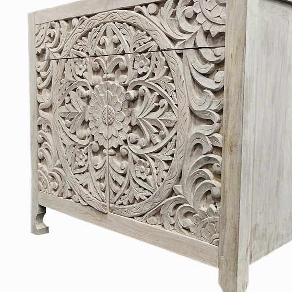 Handcarved Lombok Single Bathroom Vanity Carving Inspired Cutouts