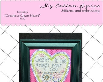 Primitive Embroidery "Create a Clean Heart"