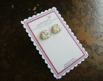 White Opal Vintage Glass Gold Plated Stud earrings