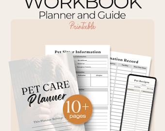 Pet Care Notebook | Pet Care Planner | Pet Care Owner Organizer Workbook | Workbook Pet Care | Downloadable Printable Pdf | 16 Pages Guide