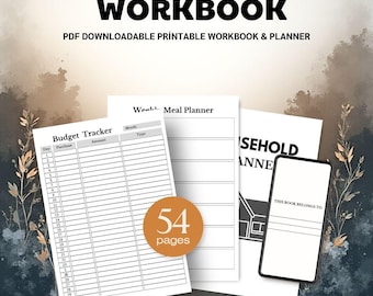 Household Guide Workbook  | Household Planner Checklist |  Household and Home Notebook Organizer | Downloadable Printable | 54 Page Guide